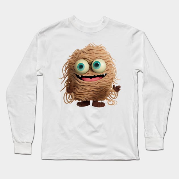 Noodle Monster - A Smiling Pile of Noodles Long Sleeve T-Shirt by PixelProphets